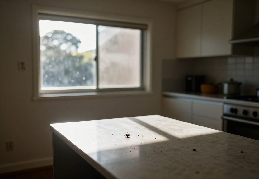 Rodent droppings in a Glen Alpine garage before treatment